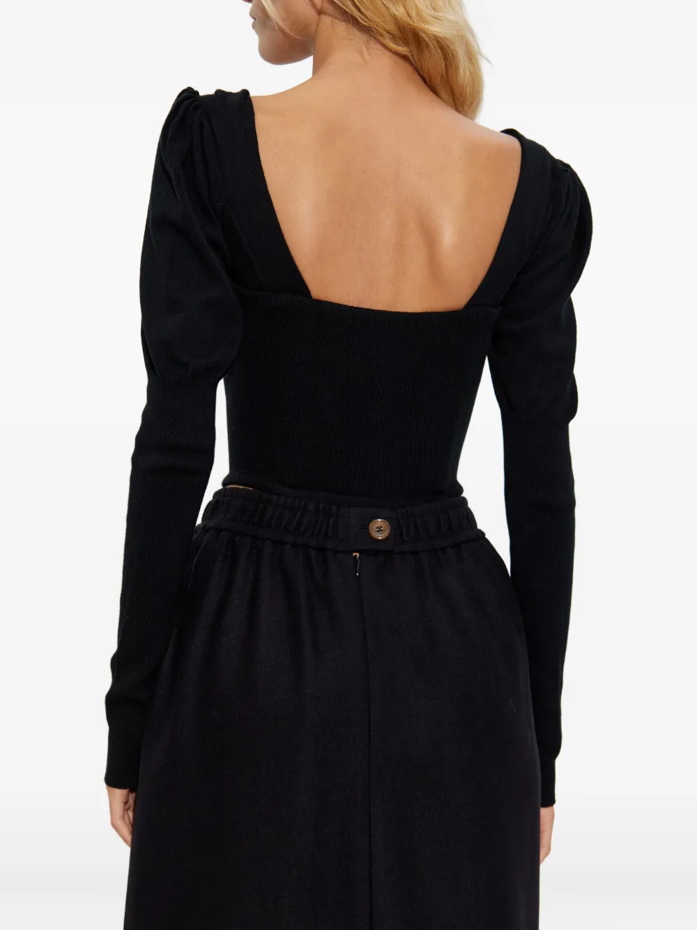 Vivienne Westwood Bea puff-sleeve corset top Zwart