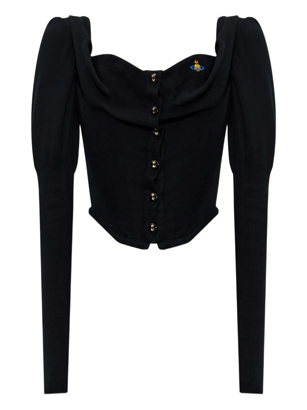 Vivienne Westwood Bea puff-sleeve corset top Zwart