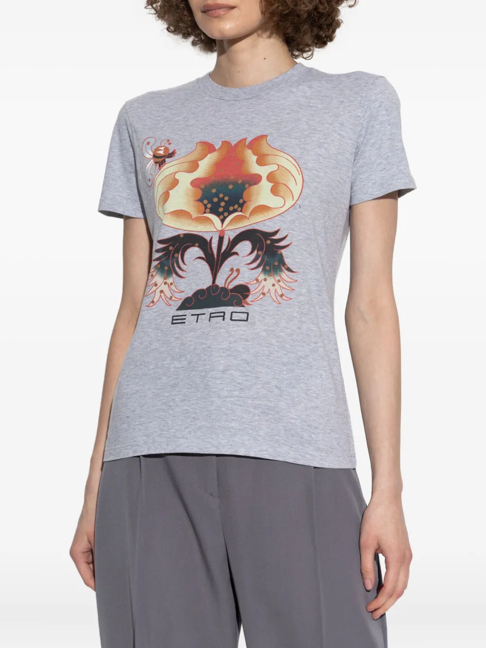 ETRO floral-print T-shirt Grijs