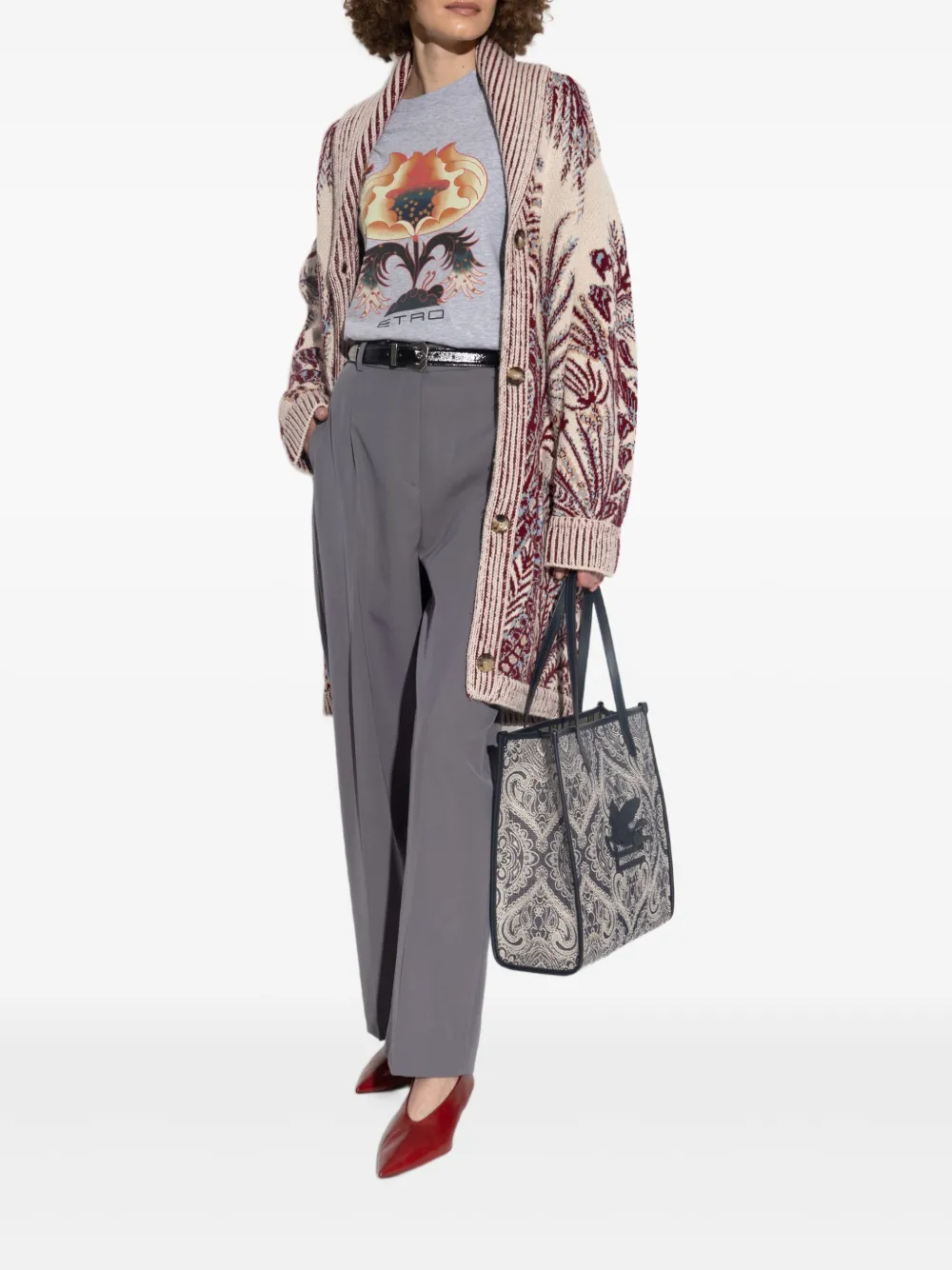 ETRO floral-print T-shirt Grijs
