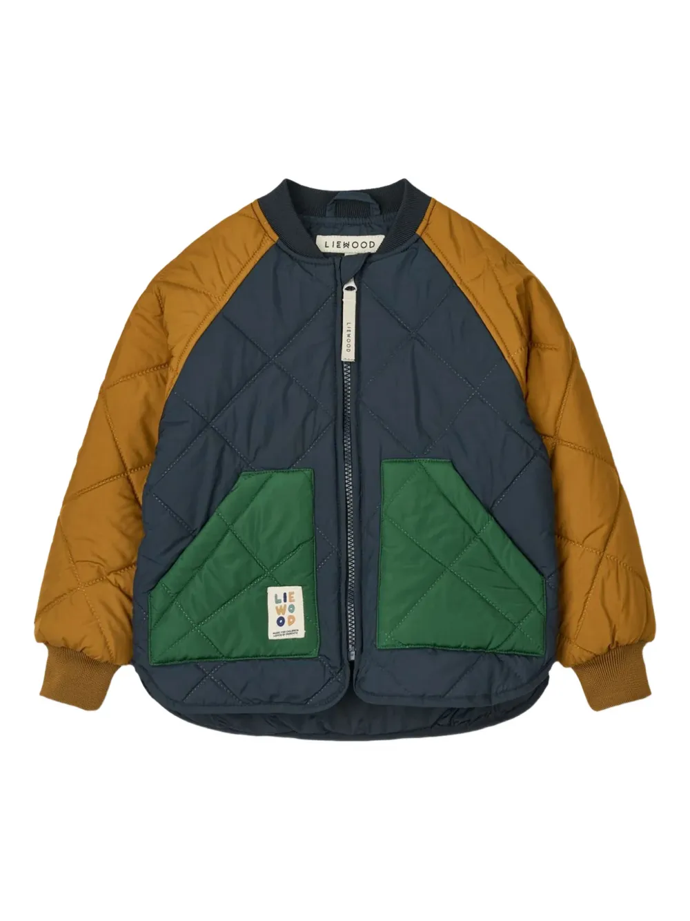 Liewood Quilted Colour-block Bomber Jacket Trousers (set Of Two) In Blue