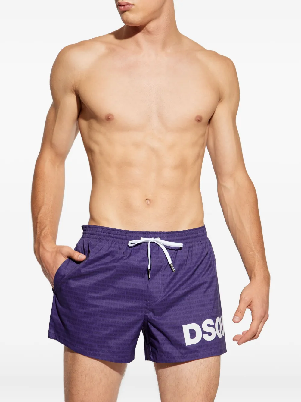 DSQUARED2 logo-print drawstring swim shorts Paars