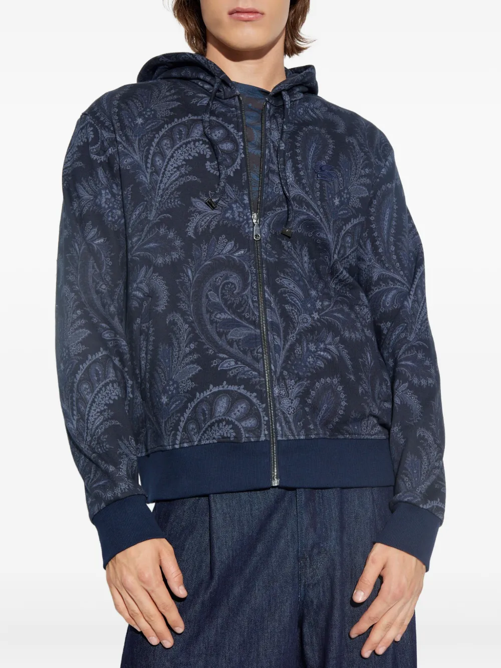 ETRO paisley-print zip-up hoodie Blauw
