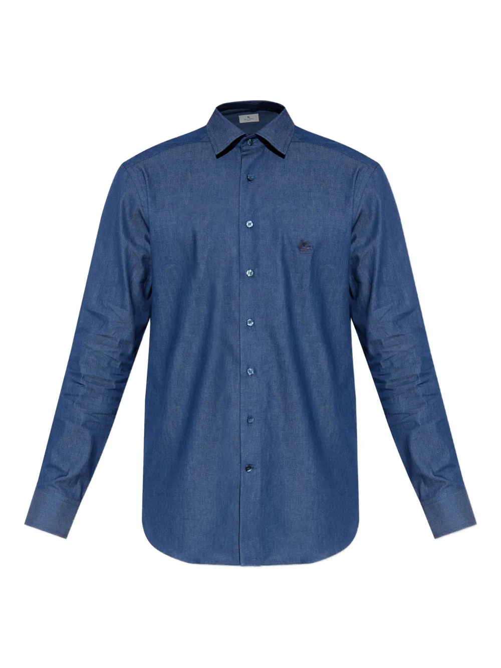 ETRO embroidered cotton shirt Blauw