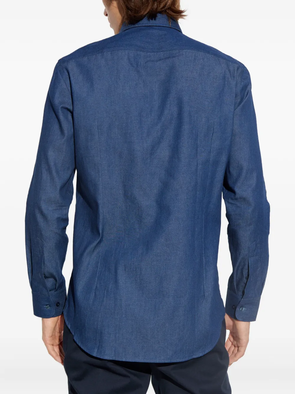 ETRO embroidered cotton shirt Blauw