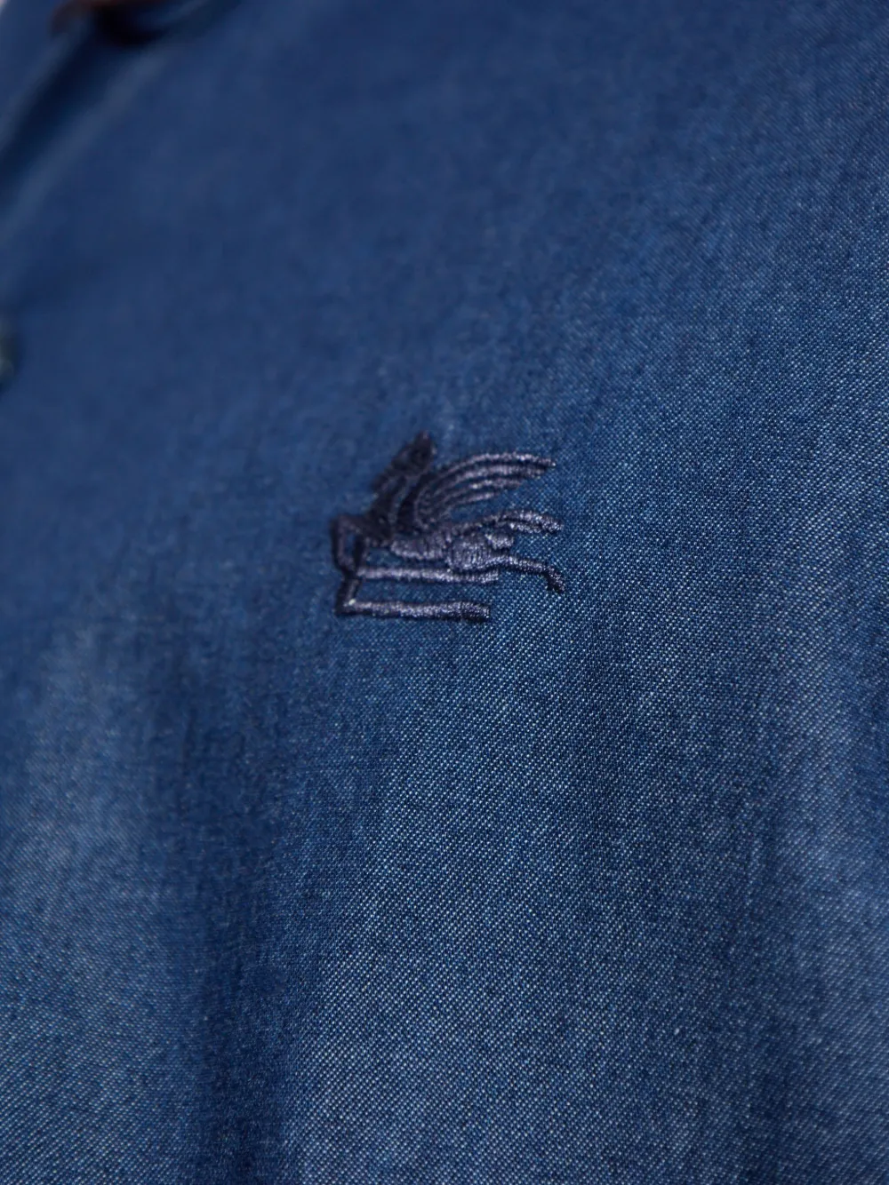 ETRO embroidered cotton shirt Blauw