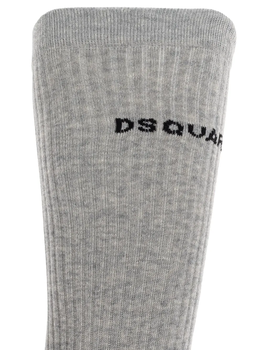 Dsquared2 Logo-embroidered Ribbed Socks In Gray