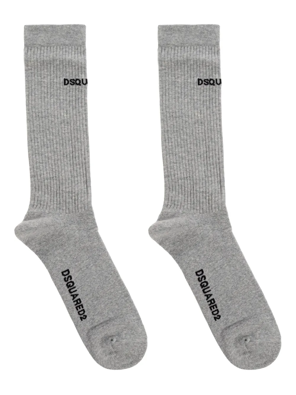 Dsquared2 Logo-embroidered Ribbed Socks In Gray