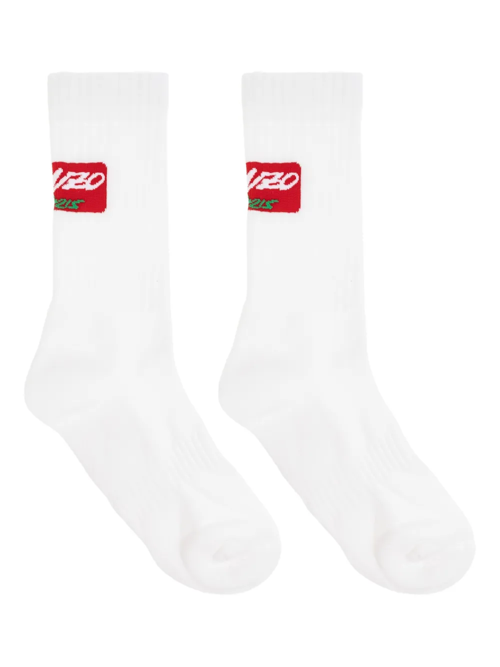 Kenzo X Futura 2000 Logo-patch Ribbed Socks In White