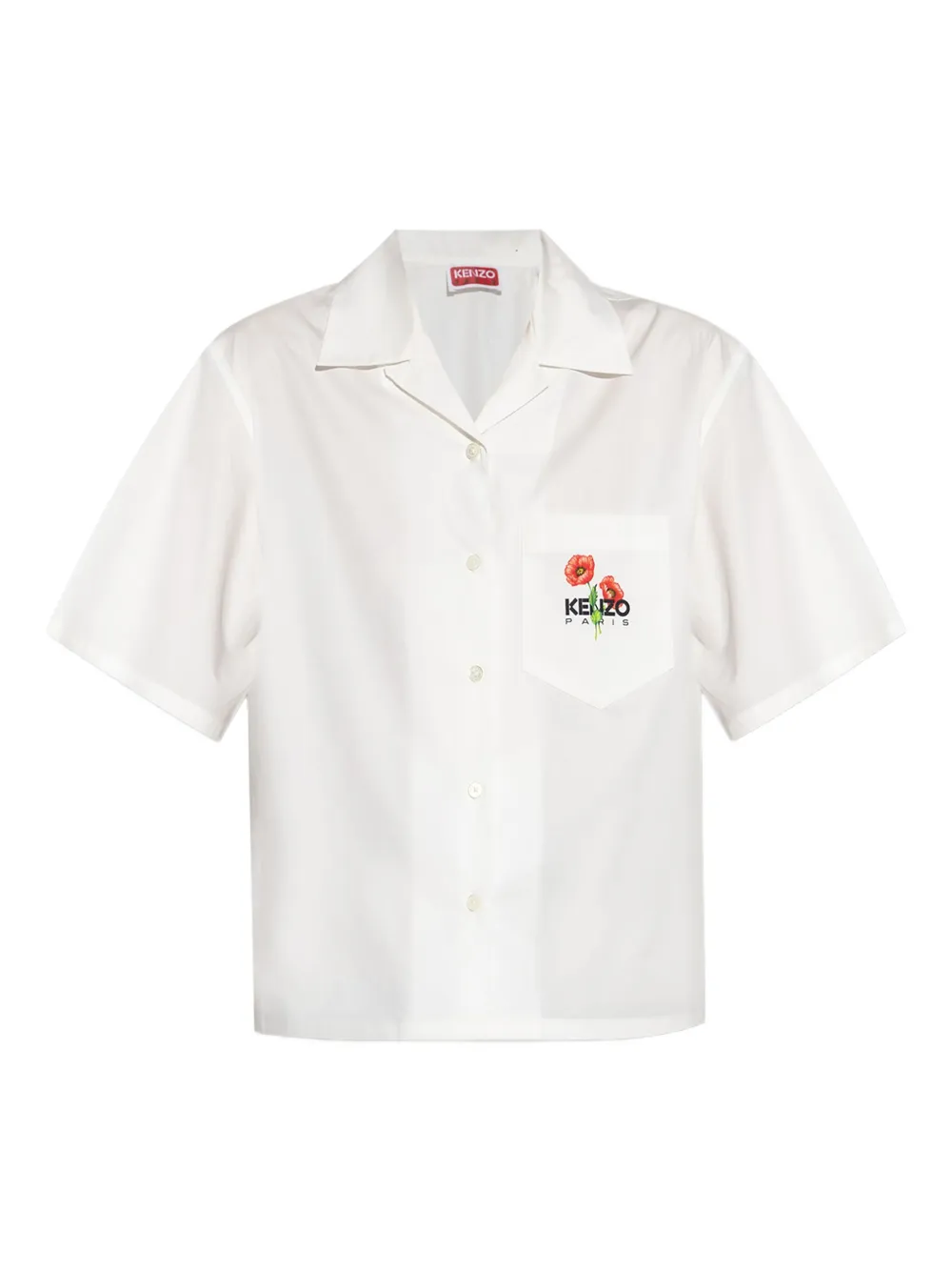poppy-print short-sleeve shirt