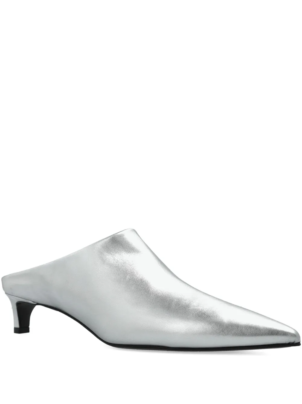 Jil Sander metallic-leather pointed-toe mules Silver