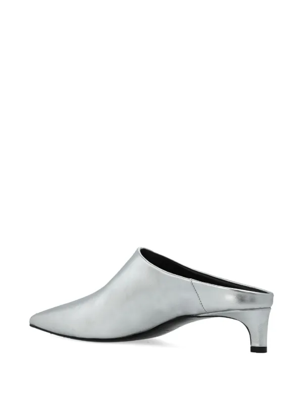 Jil Sander メタリックレザーミュール | シルバートーン | FARFETCH JP