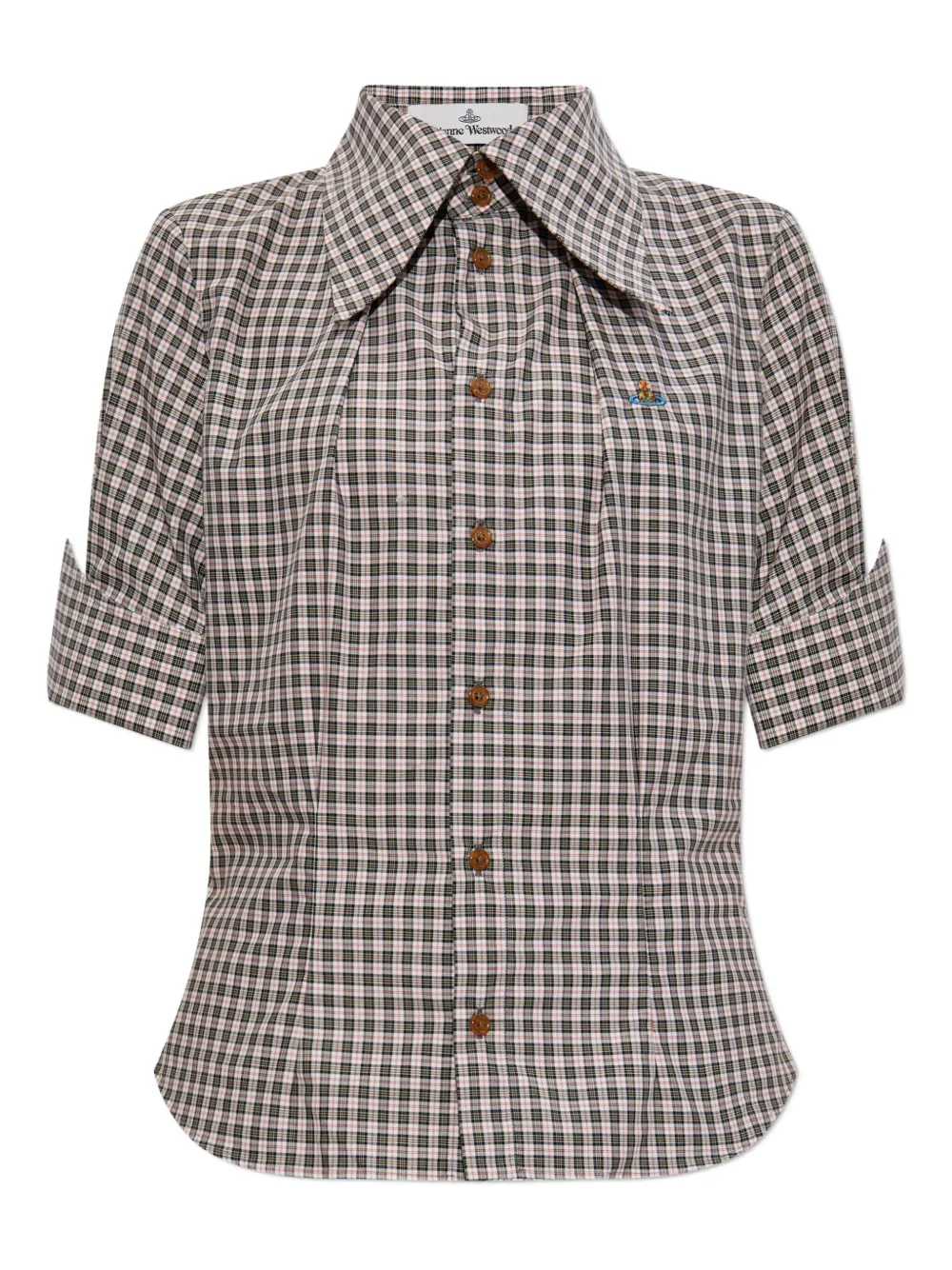Vivienne Westwood gingham check pleated shirt Bruin