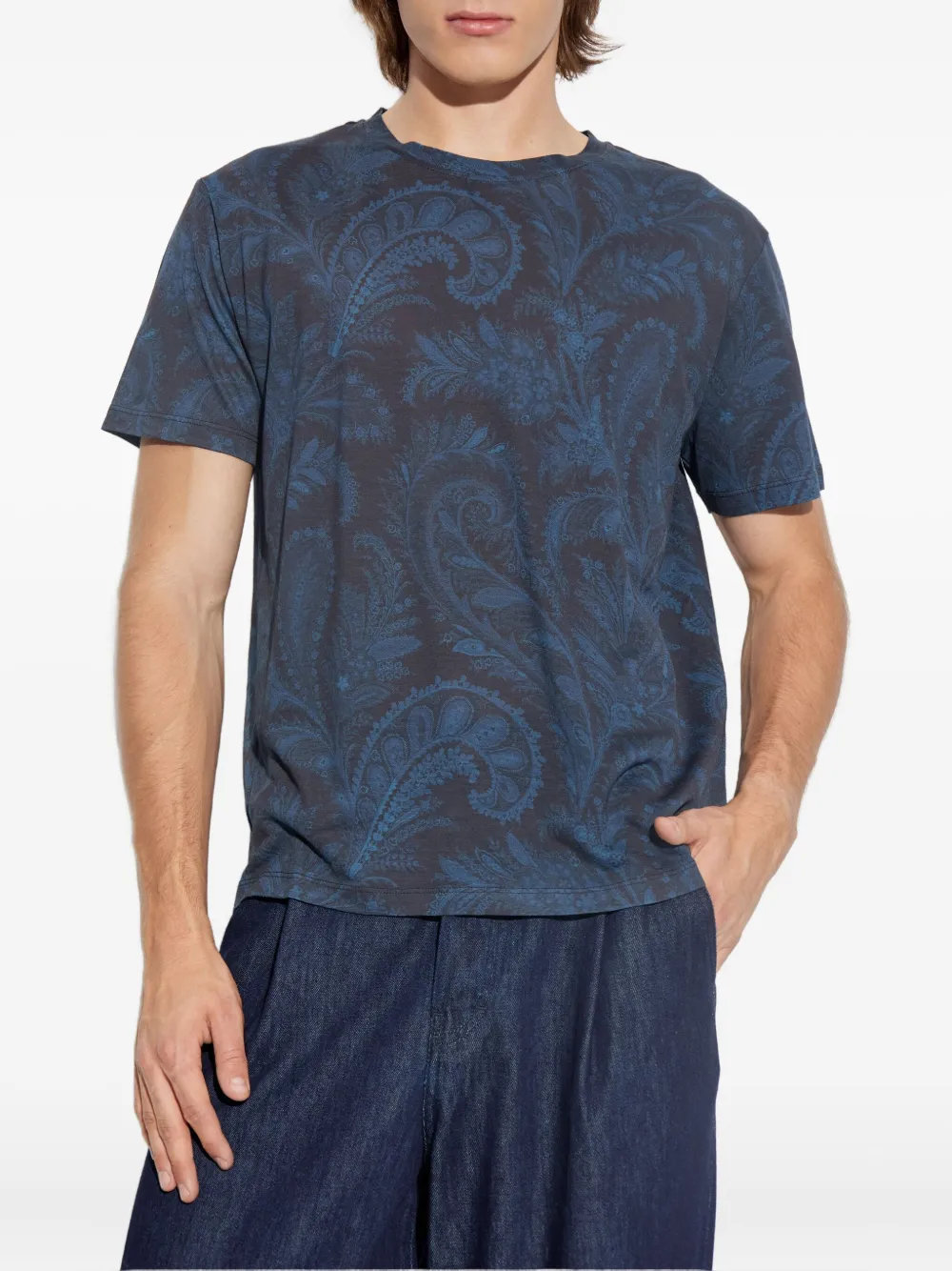 ETRO T-shirt met paisley-print Blauw