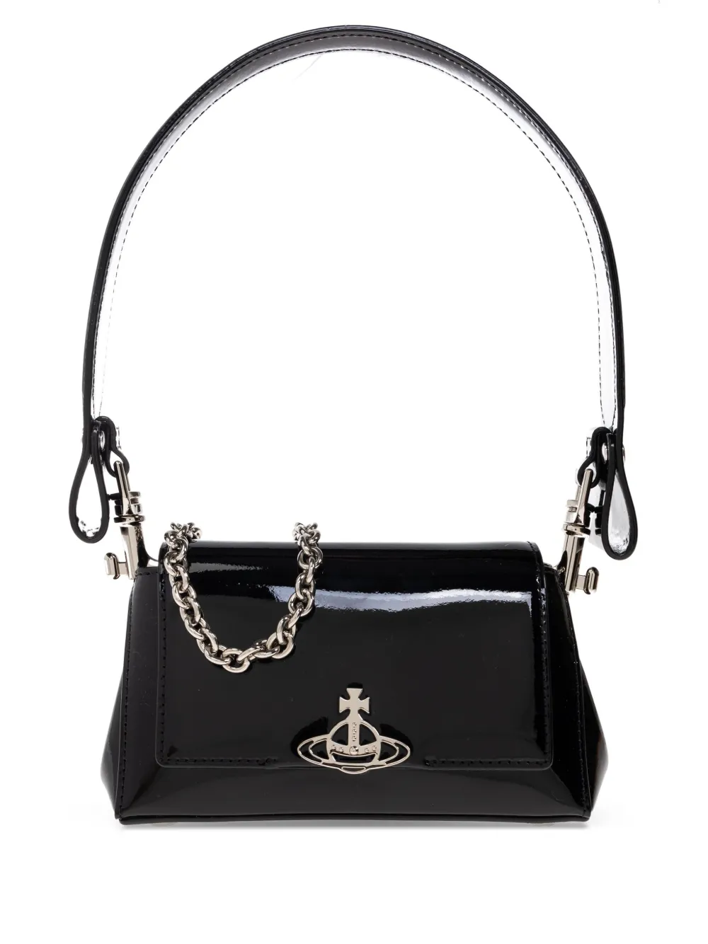 Vivienne Westwood orb-embellished patent leather shoulder bag Zwart