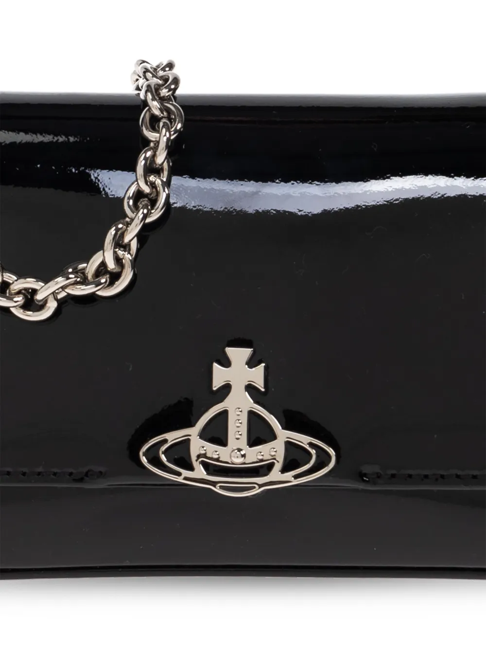 Vivienne Westwood orb-embellished patent leather shoulder bag Zwart