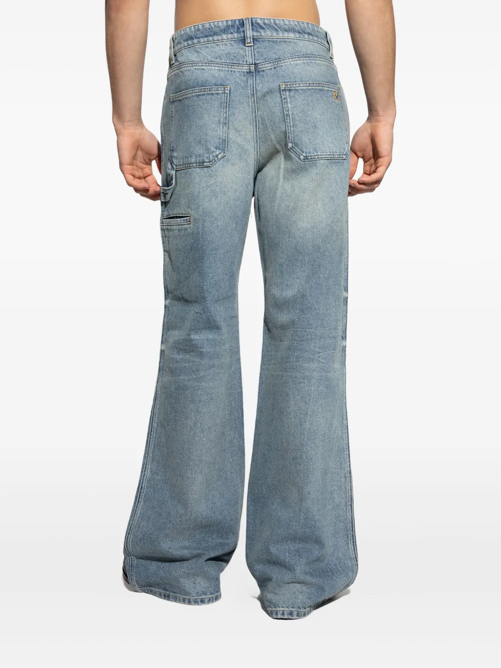 Courrèges Jeans met logoplakkaat en wijde pijpen 7052 VINTAGE MEDIUM BLUE
