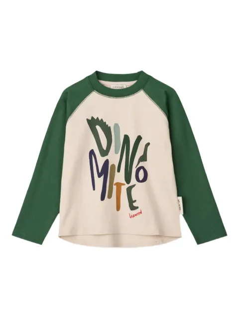 Liewood dinosaur-print raglan top
