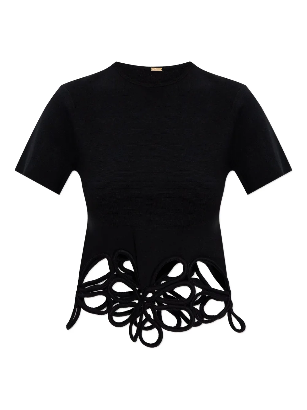 flower-cutout T-shirt