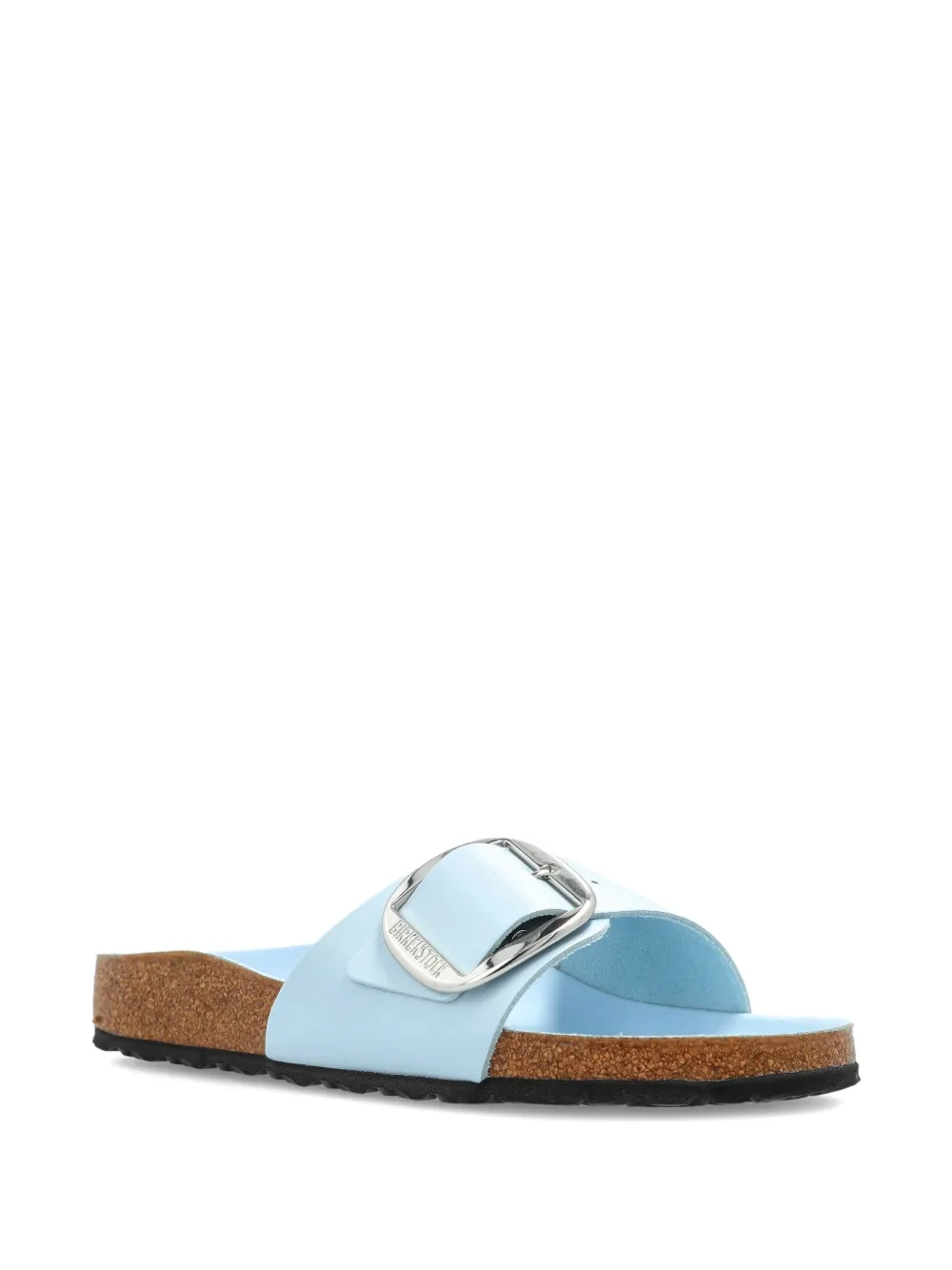 Birkenstock buckle patent leather flat sandals Blue
