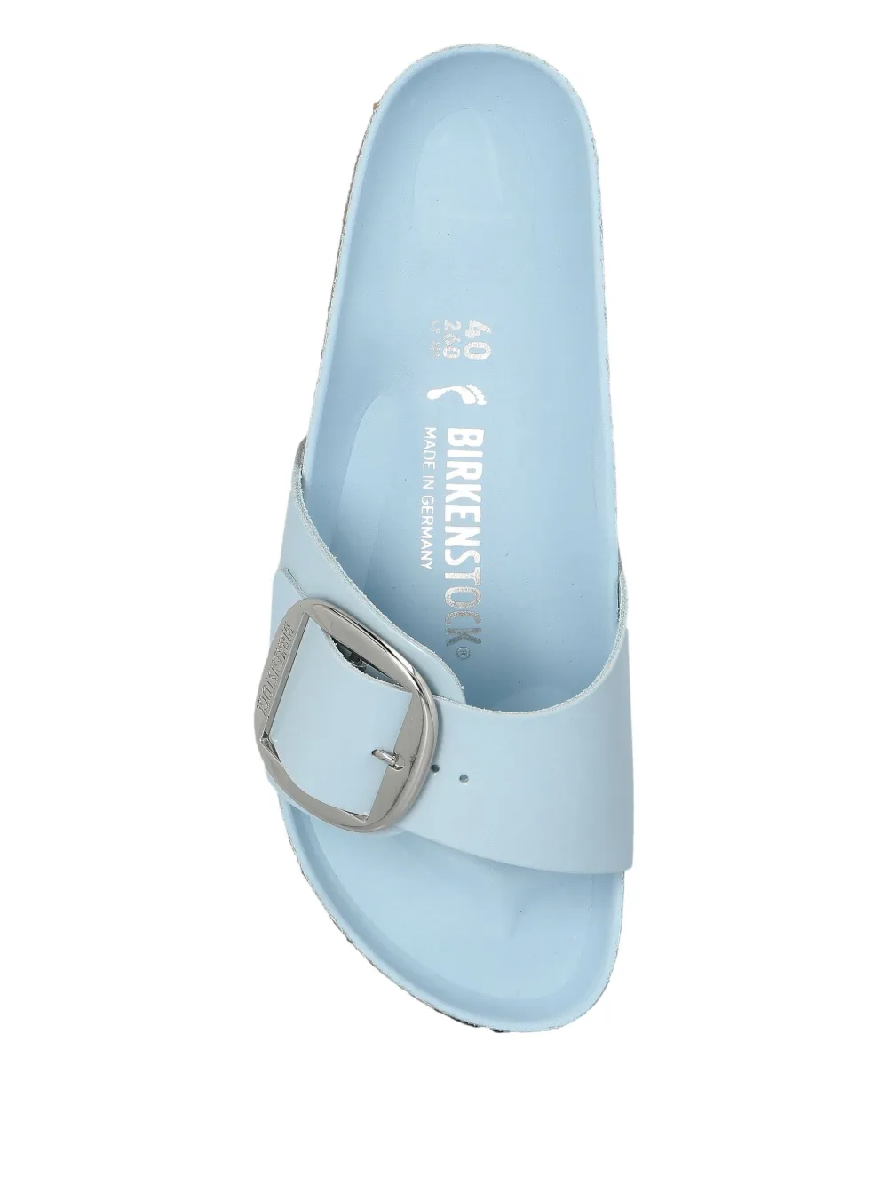 Birkenstock Buckle Patent Leather Flat Sandals In Blue