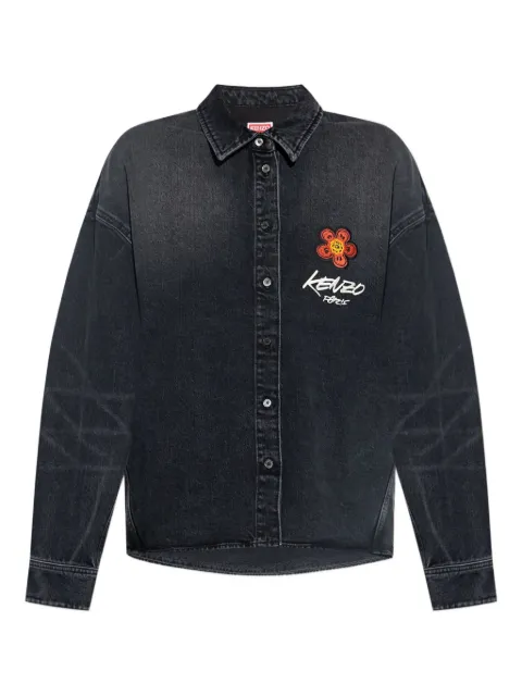 Kenzo flower-embroidered denim shirt