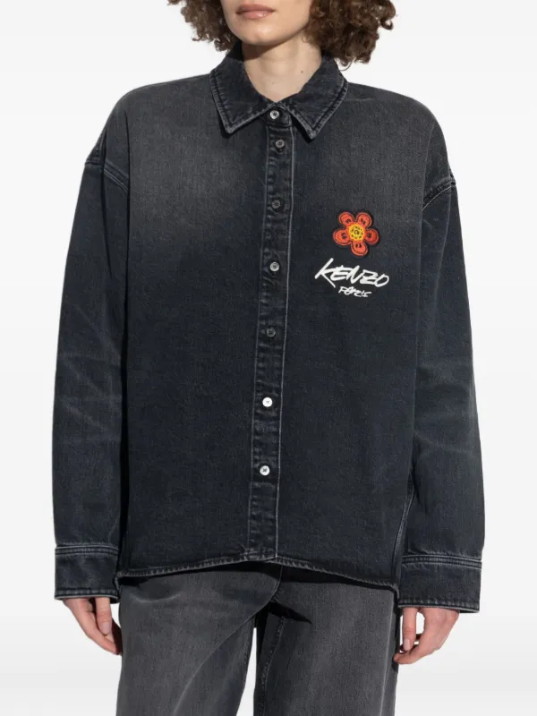 Kenzo フローラル デニムシャツ | ブラック | FARFETCH JP