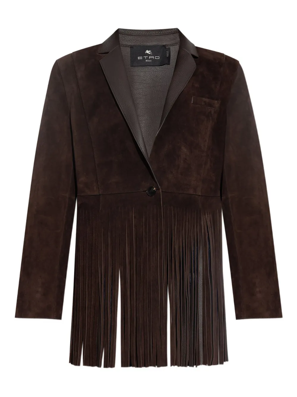 ETRO fringe-detail suede jacket Bruin