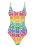 DSQUARED2 rainbow logo swimsuit - White