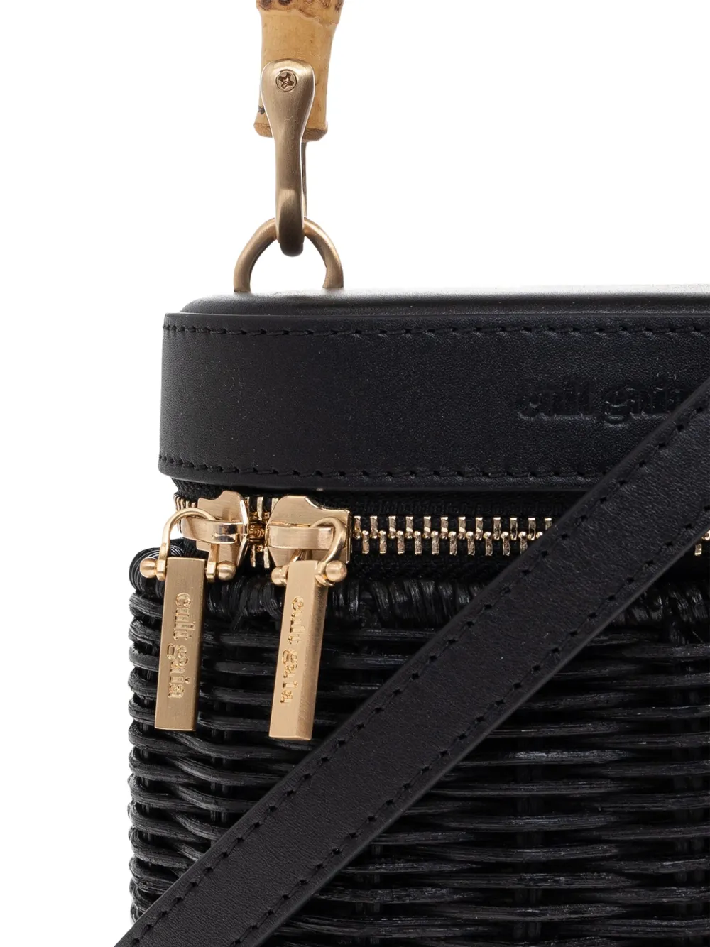 Cult Gaia bamboo-handle woven tote bag Zwart