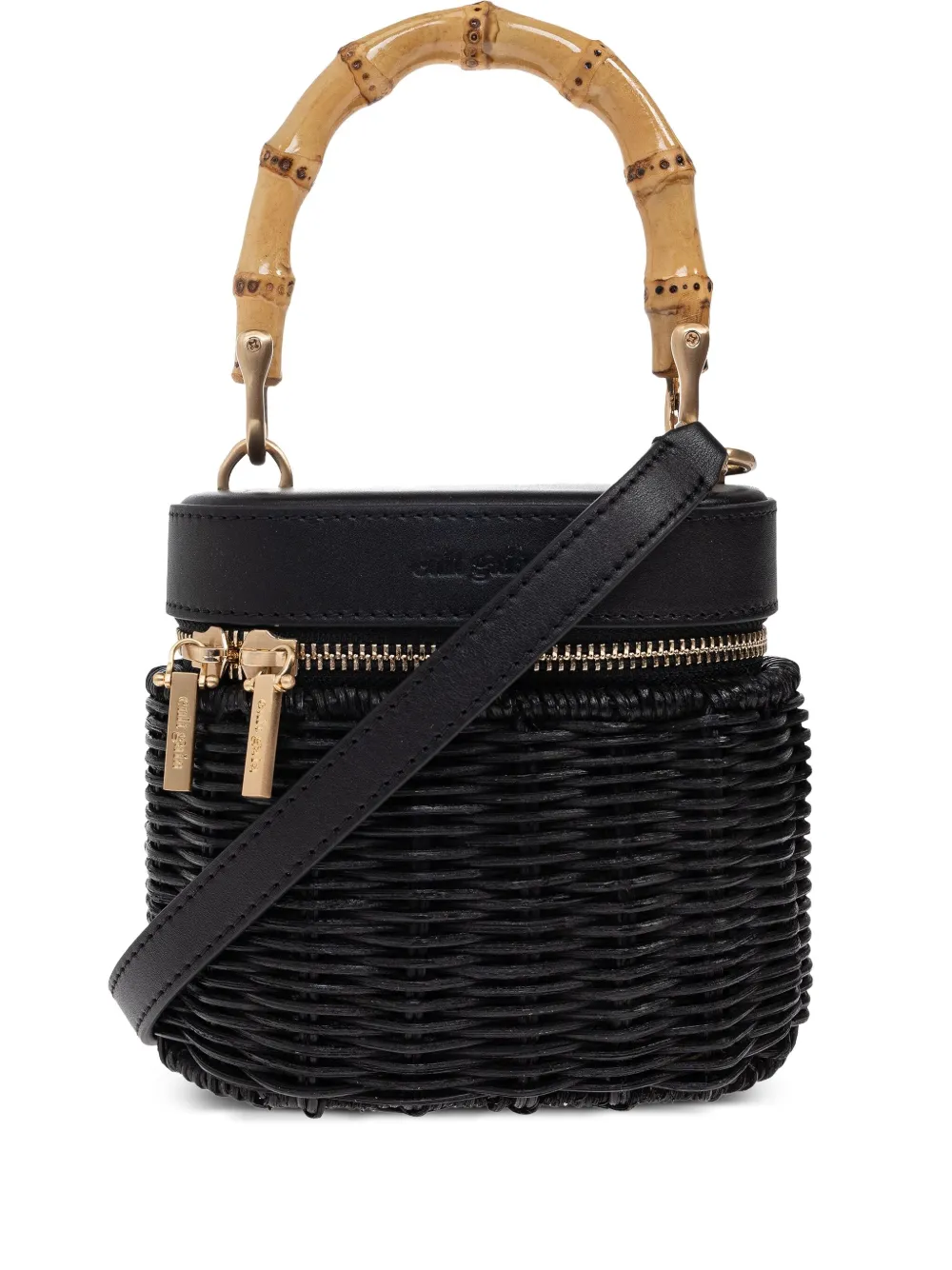 Cult Gaia Bamboo-handle Woven Tote Bag In Black