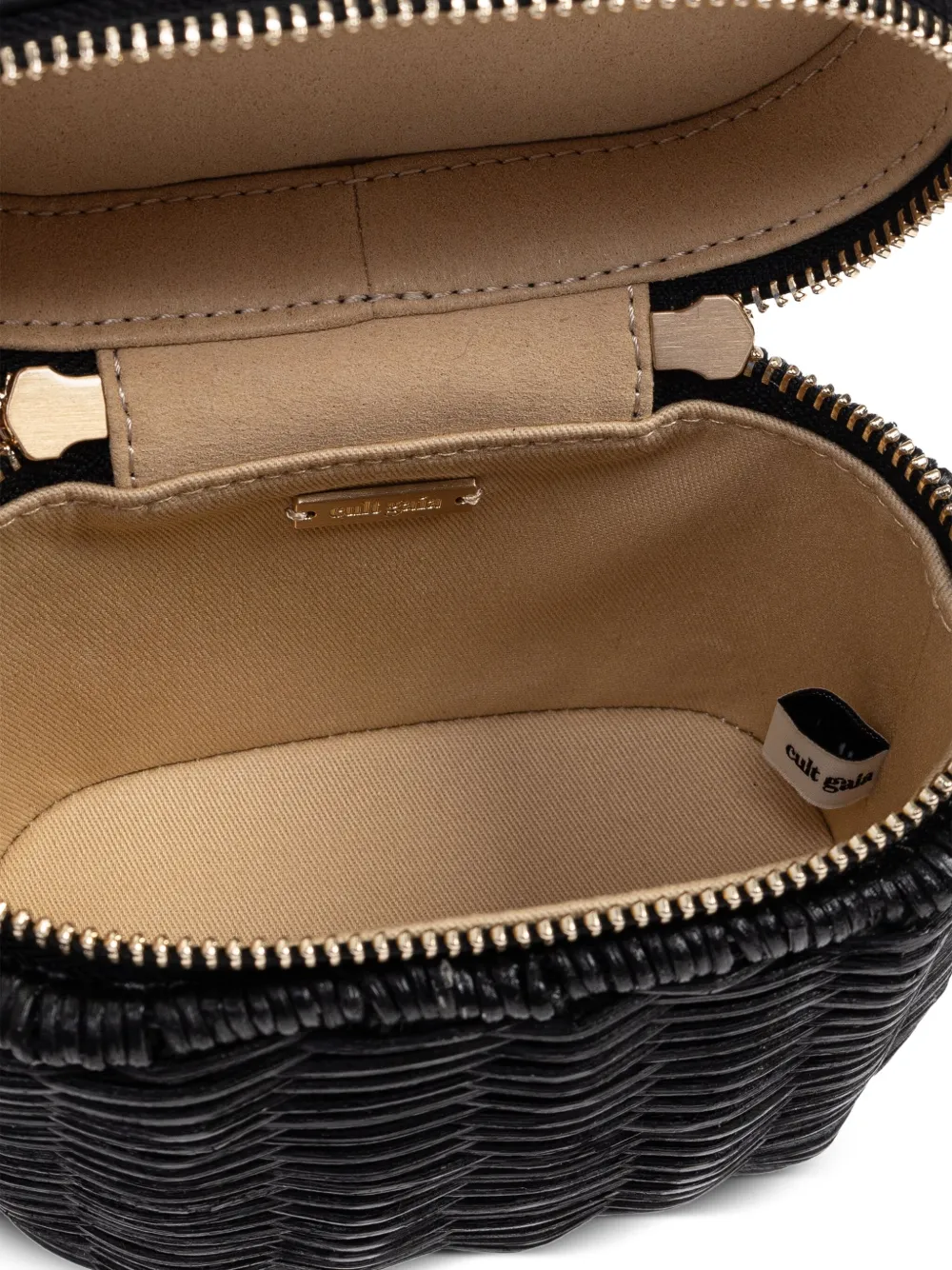 Cult Gaia bamboo-handle woven tote bag Zwart