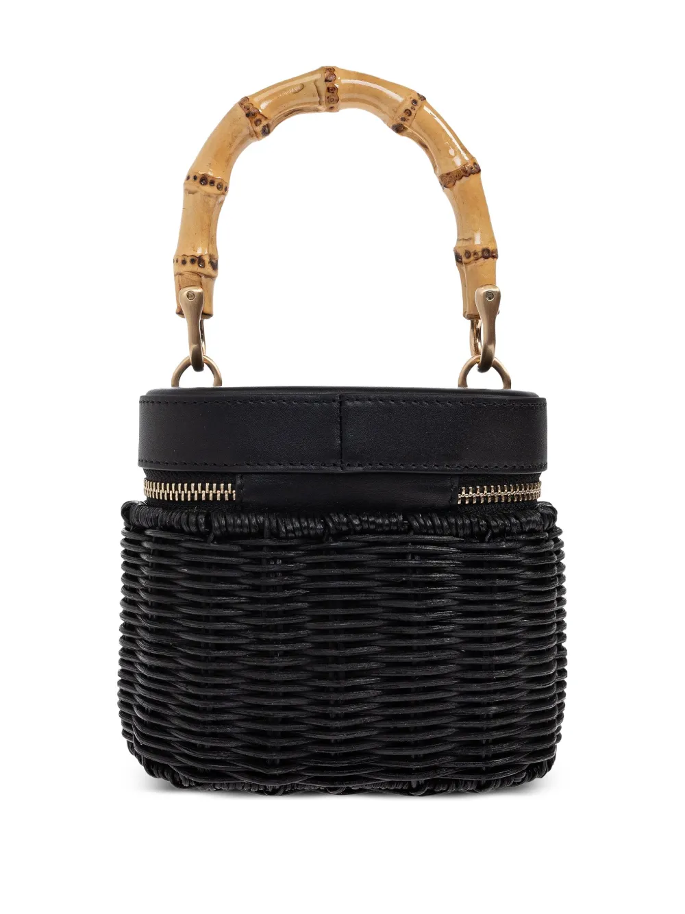 Cult Gaia bamboo-handle woven tote bag Zwart
