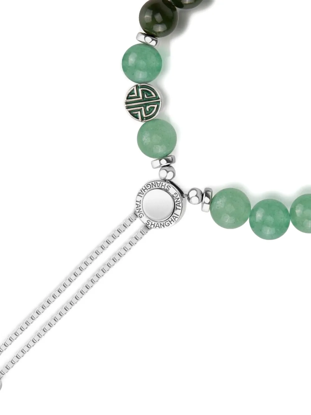 Shanghai Tang Tang Of Wood Jade Beaded Bracelet In Silver
