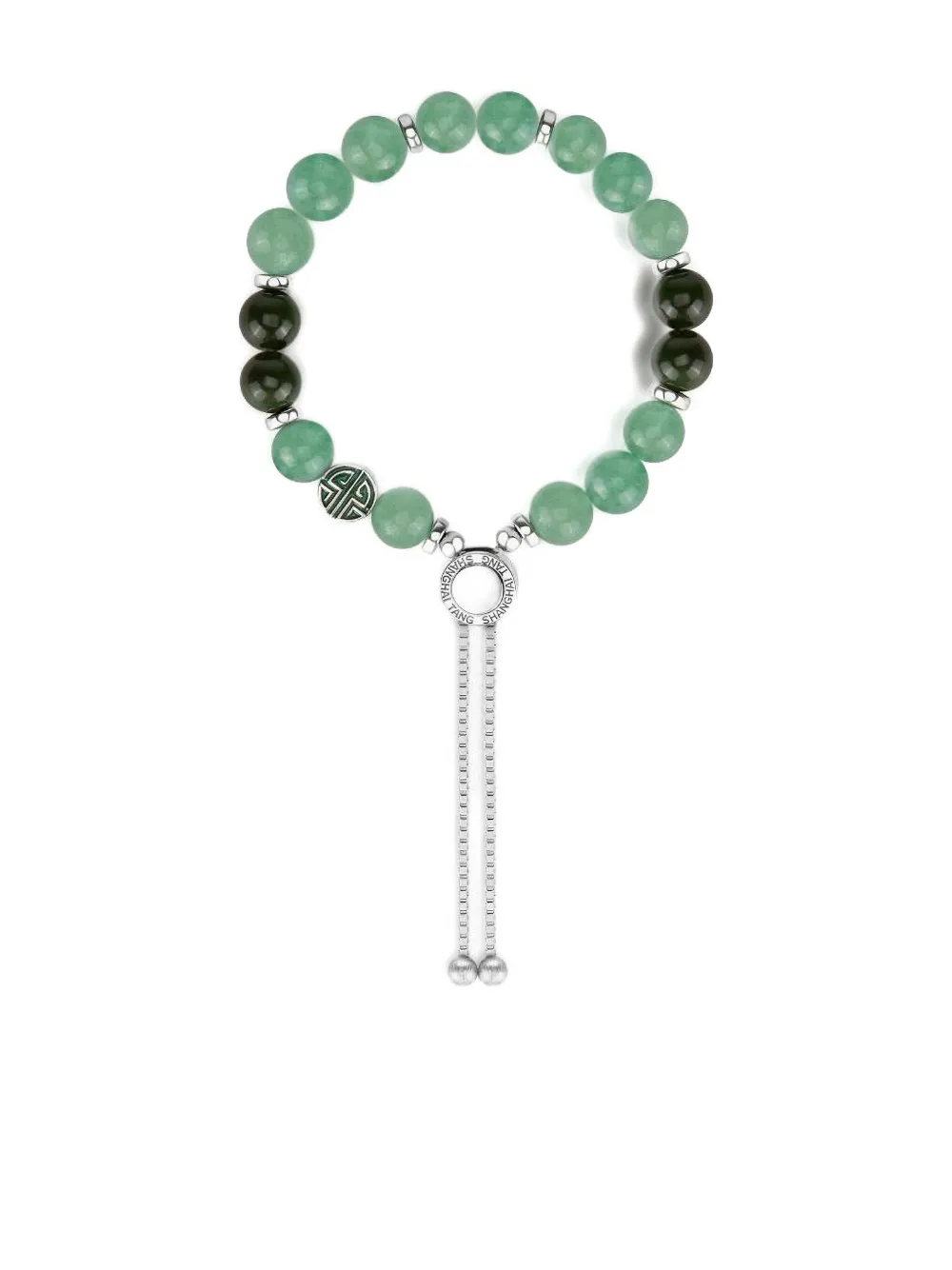 Shanghai Tang Tang Of Wood Jade Beaded Bracelet In Silver