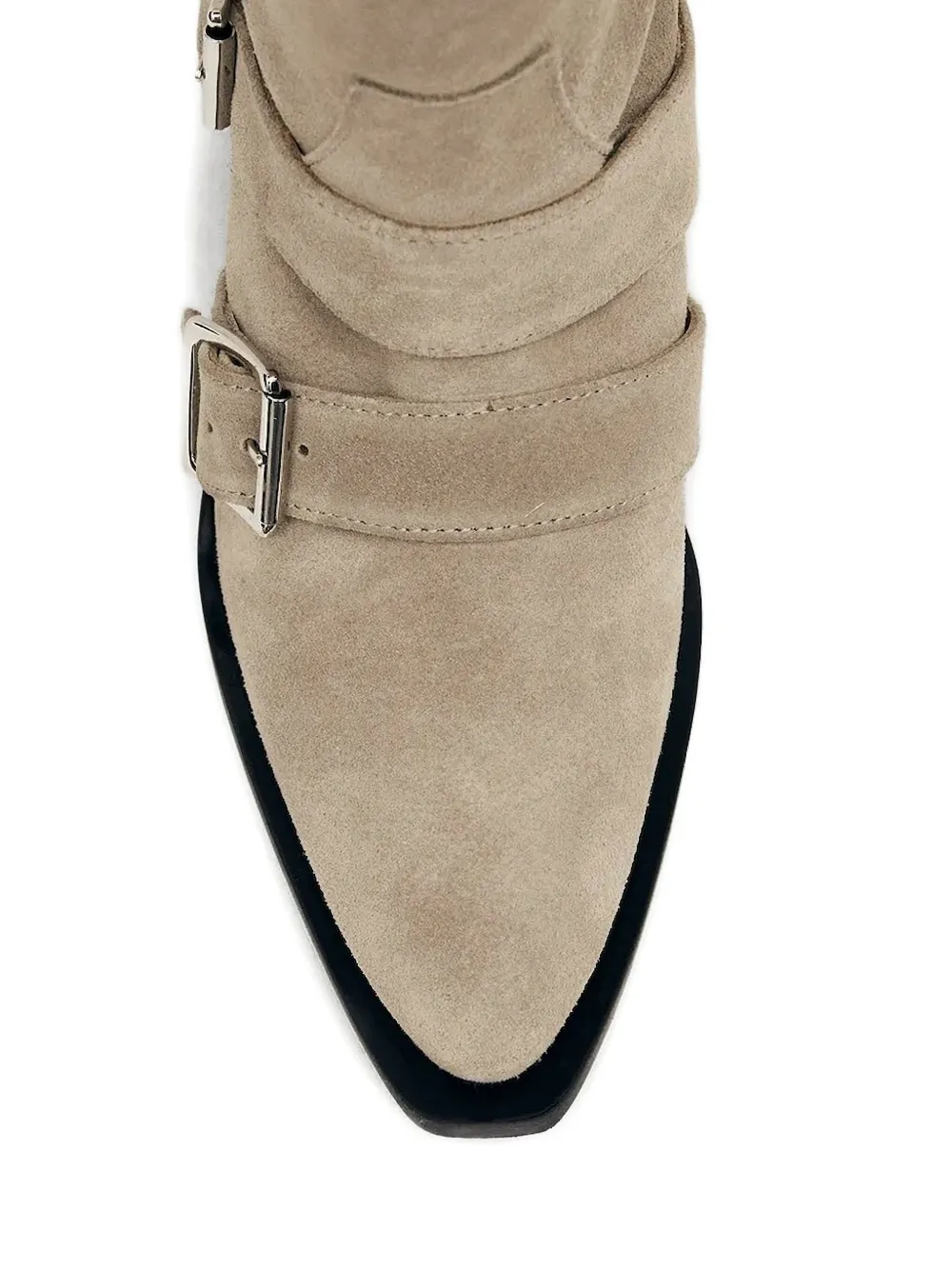 ALOHAS 45 mm Ryder suède laarzen met gespdetail Beige