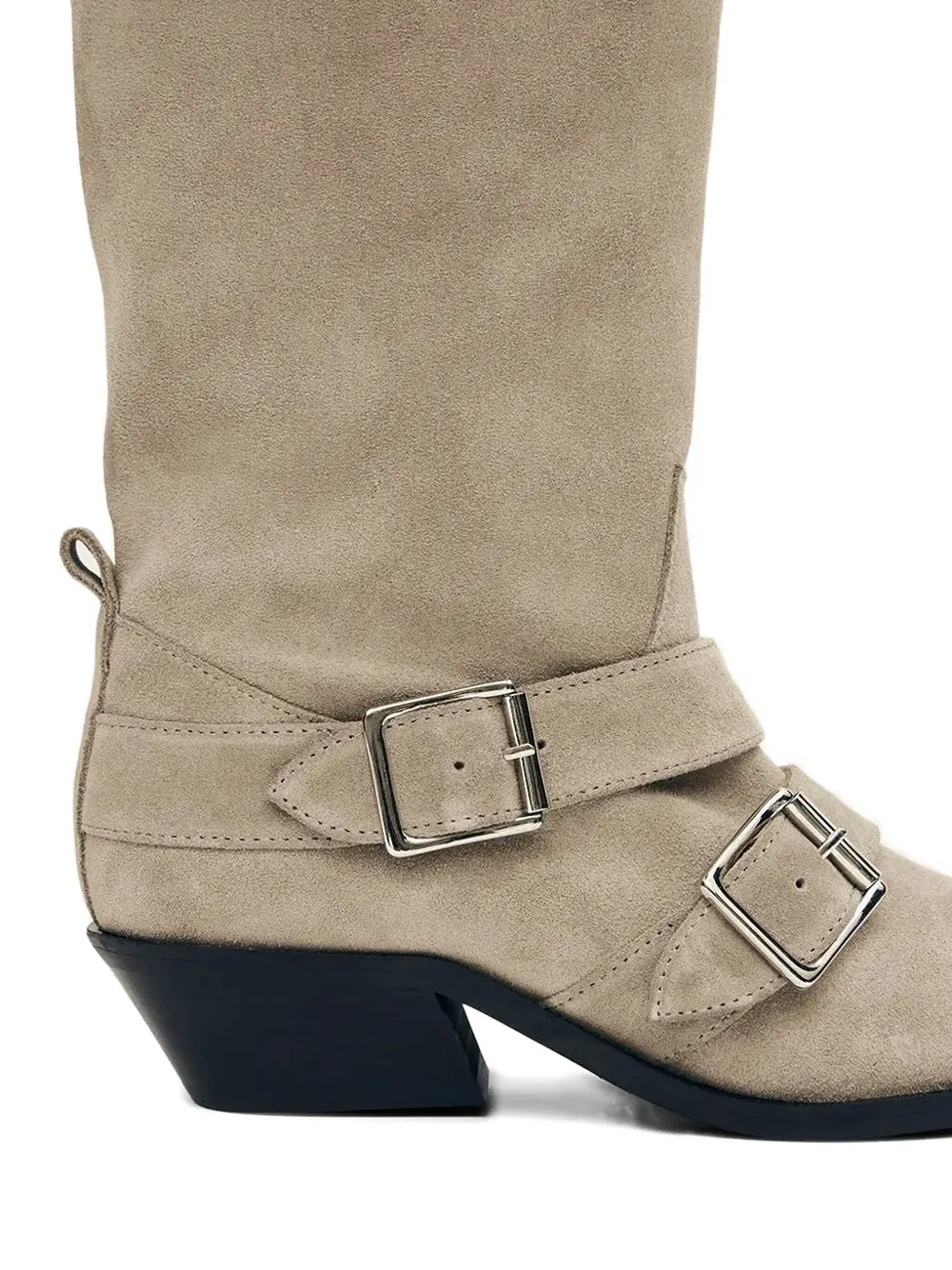 ALOHAS 45 mm Ryder suède laarzen met gespdetail Beige