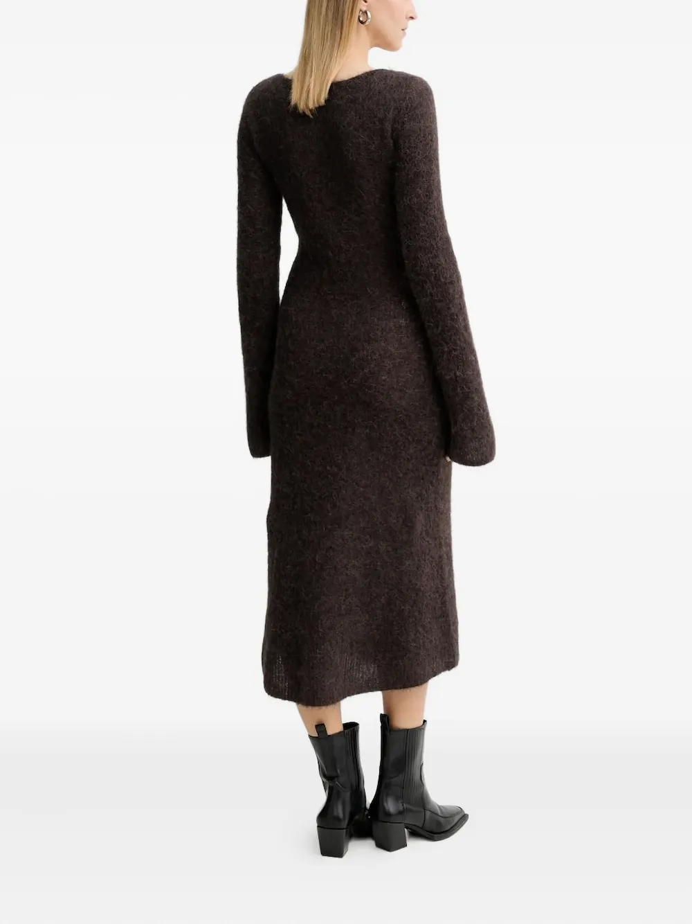 American Vintage Gebreide jurk met klokmouwen Bruin