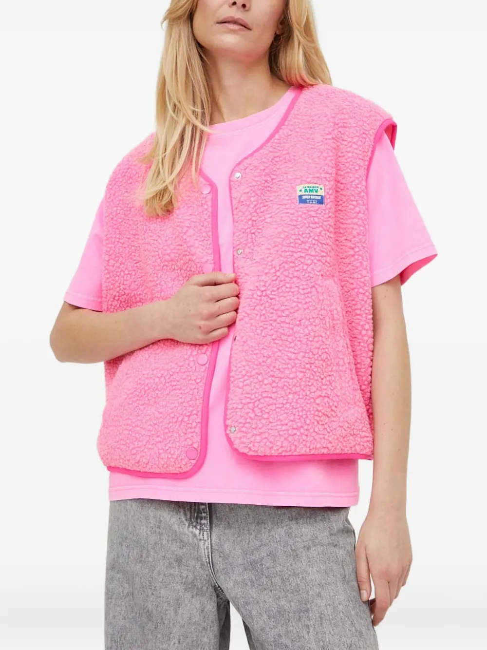 American Vintage Press-stud Gilet In Pink