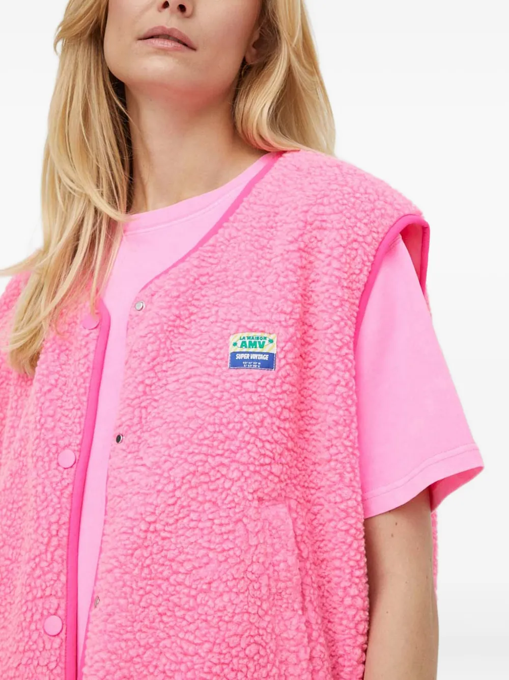 American Vintage Press-stud Gilet In Pink