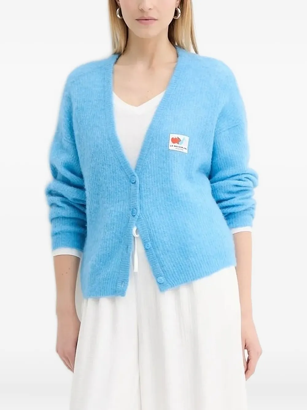 American Vintage Logo-patch Buttoned Cardigan In Blue