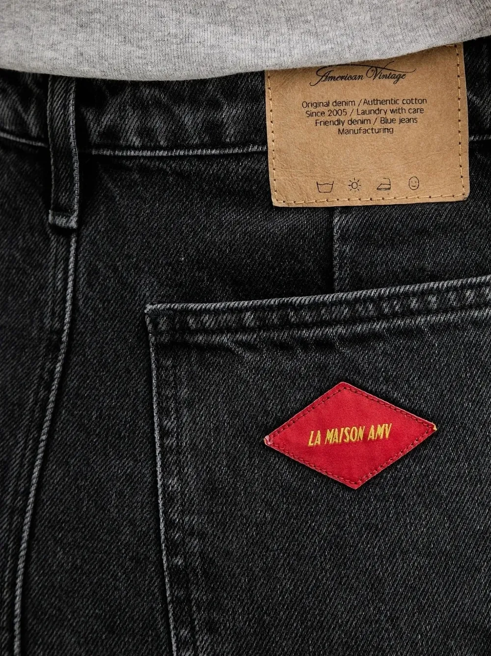 American Vintage Spijkerrok met logopatch Zwart