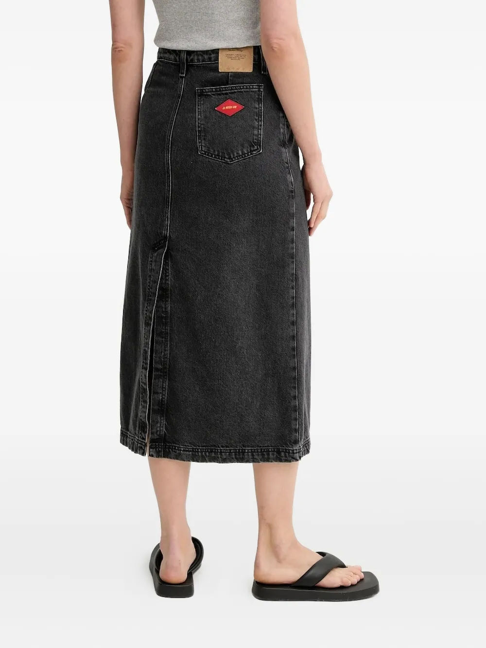American Vintage Spijkerrok met logopatch - Zwart