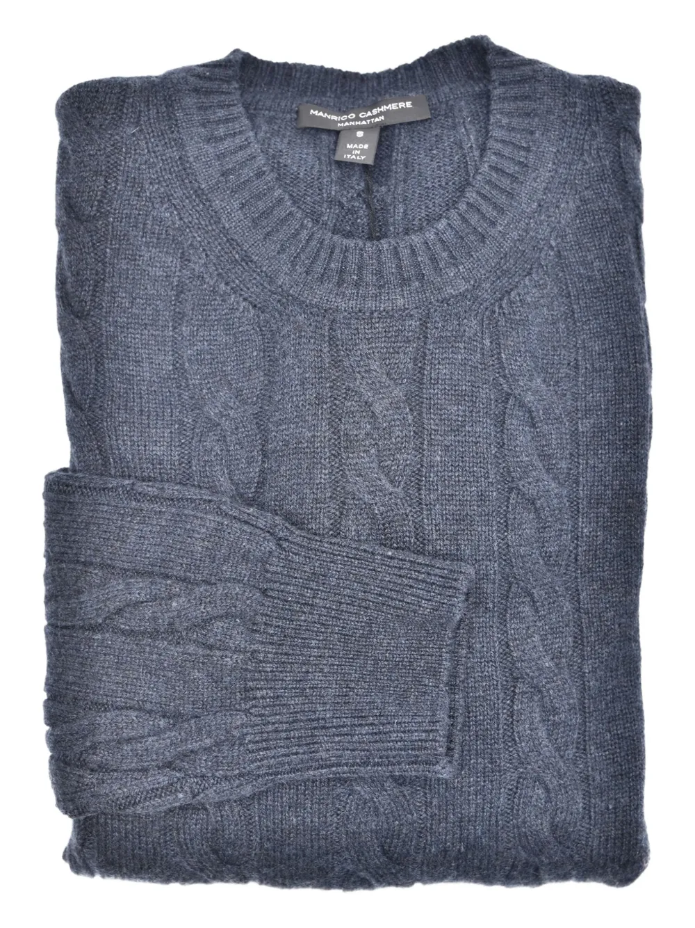 MANRICO CASHMERE cable-knit sweater - Blu