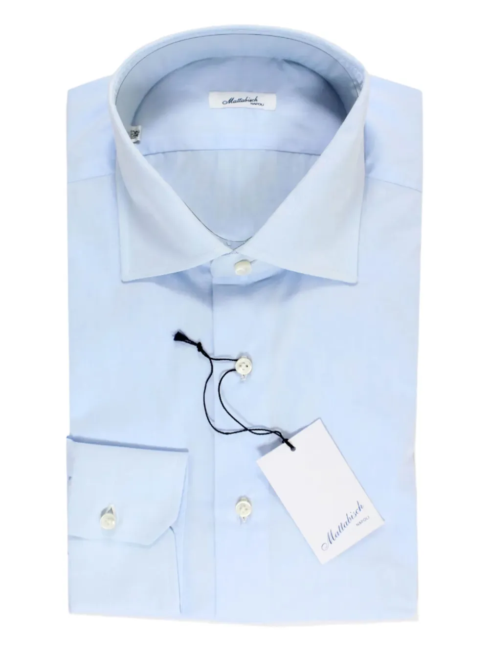 Mattabisch Solid Cotton Shirt In Blue