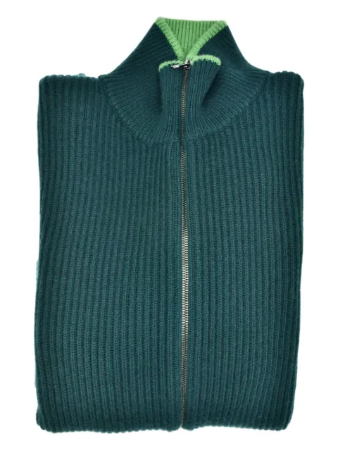 MANRICO CASHMERE ribbed mock-neck zip-up cardigan