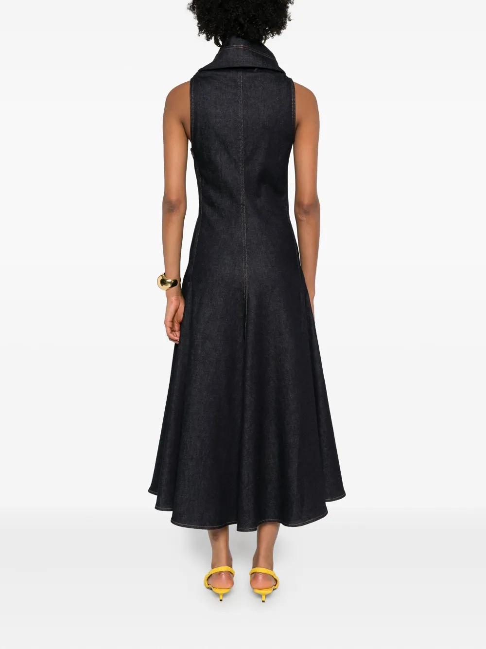 Jacquemus Sleeveless Flared Day Dress In Blue