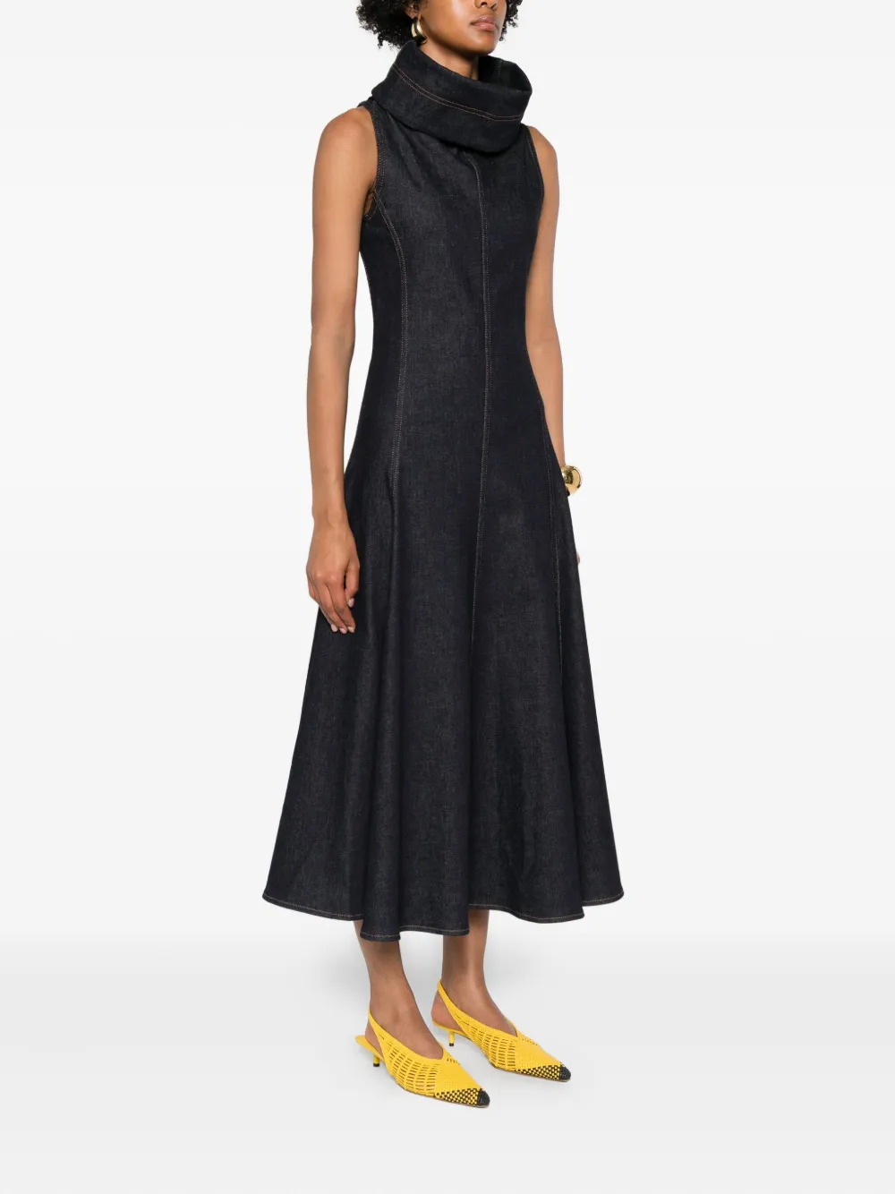 Jacquemus Sleeveless Flared Day Dress In Blue