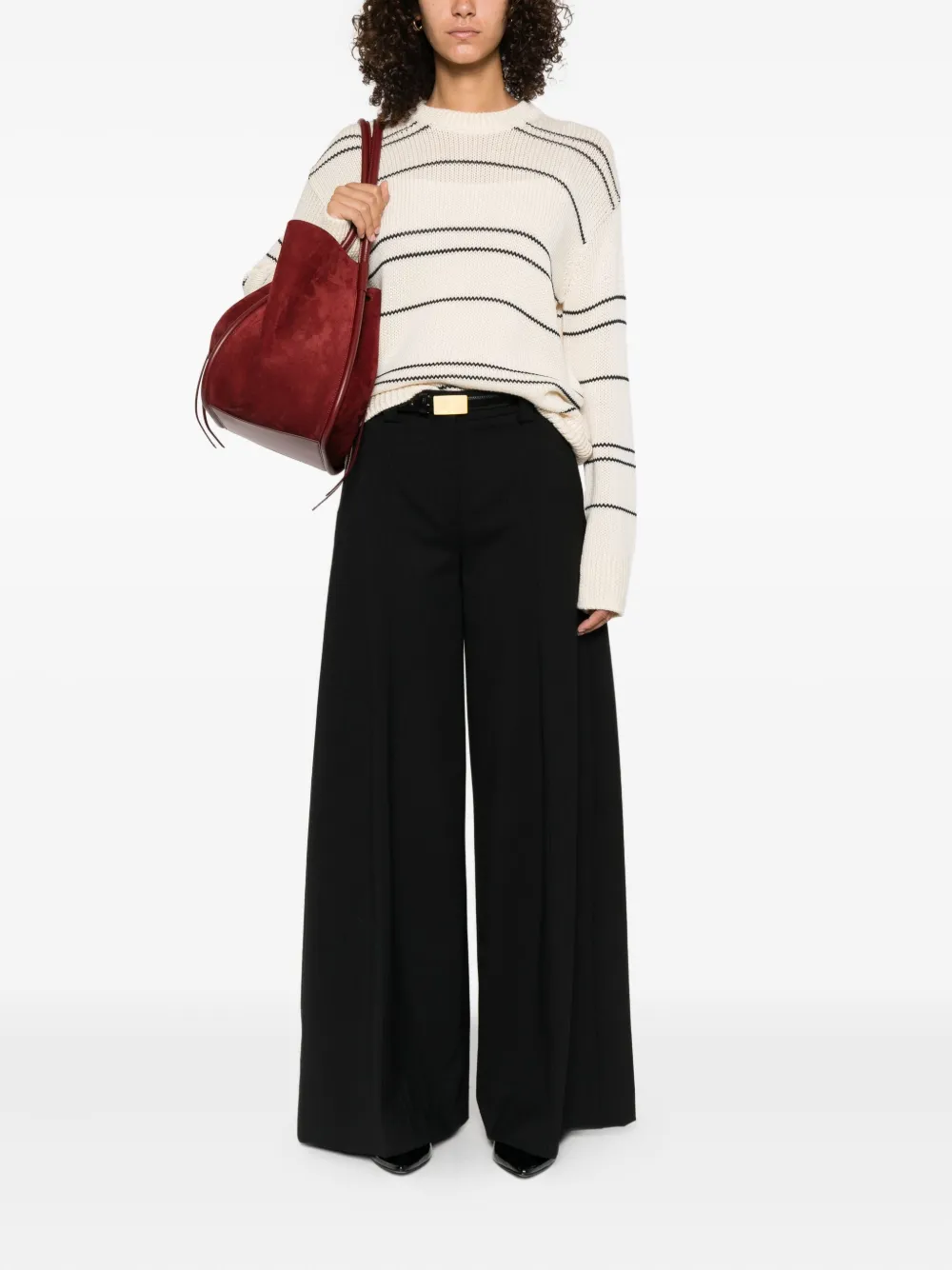 Vince Gestreepte trui Beige