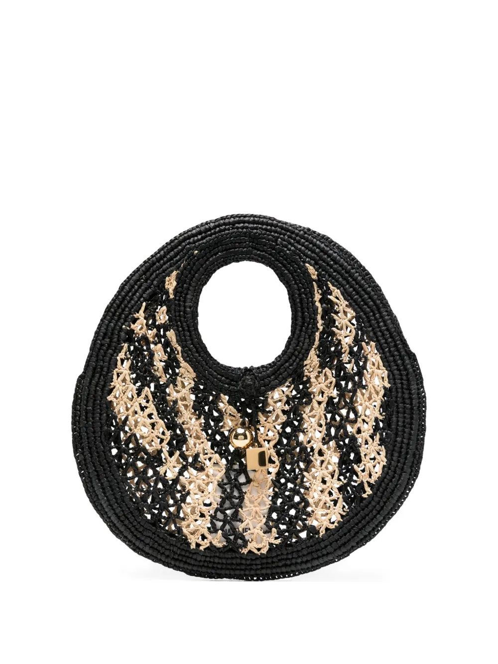 Jacquemus Raffia Circle-handle Tote Bag In Black